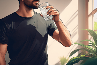 グラスで飲み物を飲む男性のイラスト