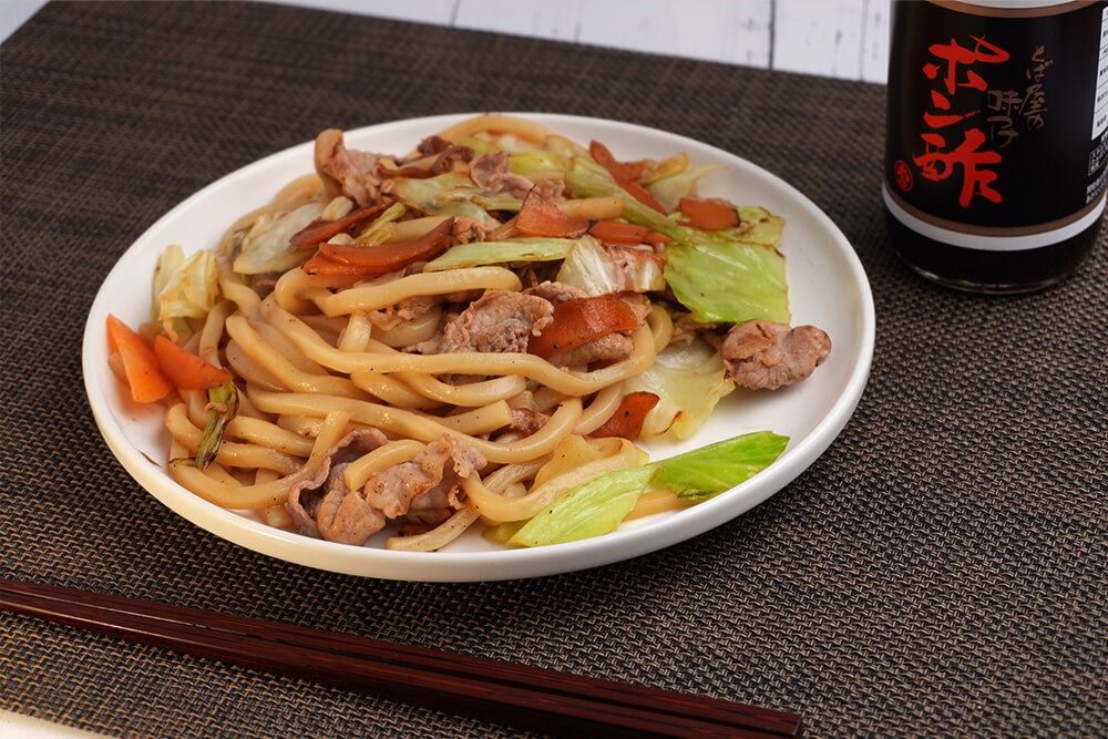 ポン酢でさわやか焼きうどん